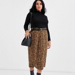 BRAND NEW Daisy Street Plus button front midi skirt in leopard print from ASOS